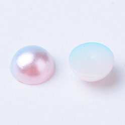 Pink Imitation Pearl Acrylic Cabochons, Dome, Pink, 8x4mm, about 2000pcs/bag