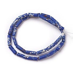 Королевский синий Синтетические имперские нитки из бисера яшмы, окрашенные, колонка, королевский синий, 13~15x4.5 мм, отверстие : 1 мм, около 28~29 шт / нитка, 14.96 дюйм (38 см)