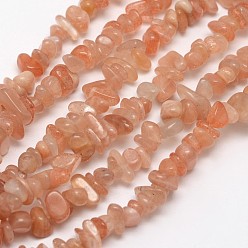 Sunstone Chips Natural Sunstone Beads Strands, 3~8x3~12x3~5mm, Hole: 1mm, about 32 inch