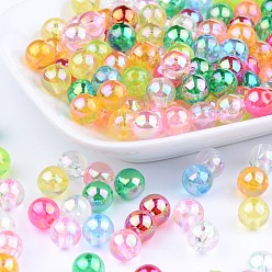 Mixed Color Eco-Friendly Transparent Acrylic Beads, Round, AB Color, Mixed Color, 8mm, Hole: 1.5mm, about 2000pcs/500g