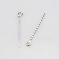 Stainless Steel Color 201 Stainless Steel Eye Pin, Stainless Steel Color, 26mm, Hole: 2mm, Pin: 0.6mm