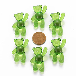 Green Transparent Acrylic Beads, Bear, Green, 37x28x13mm, Hole: 2.5mm, about 133pcs/500g