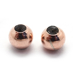 Rose Gold 925 Sterling Silver Stopper Beads, with Rubber inside, Round, Rose Gold, 3mm, Hole: 0.6mm