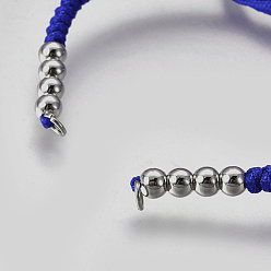 Озёрно--синий Плетеные браслеты из бисера из нейлонового шнура, с латунной бисера, долговечный, Реальная платина, Плут синий, 10-1/4 дюйм ~ 11-5/8 дюйм (26~29.6 см)