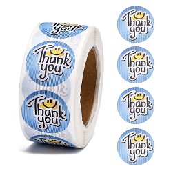 Light Sky Blue 1 Inch Thank You Stickers, Adhesive Roll Sticker Labels, for Envelopes, Bubble Mailers and Bags, Light Sky Blue, 25mm, about 500pcs/roll