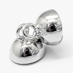 Platinum Rhodium Plated 925 Sterling Silver Magnetic Clasps, Round, Platinum, 12x6mm, Hole: 1.2mm