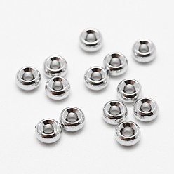 Real Platinum Plated Brass Spacer Beads, Rondelle, Cadmium Free & Nickel Free & Lead Free, Real Platinum Plated, 5x3mm, Hole: 2mm
