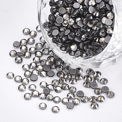 Черный Алмаз Исправление горный хрусталь, стеклянные горные хрустальные плоские задние кабошоны, полукруглый, черный алмаз, сс 8, 2.3~2.4x1 мм , около 1440 шт / мешок