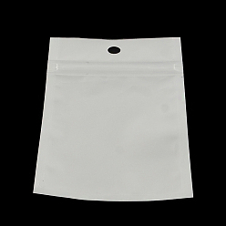 White Pearl Film Plastic Zip Lock Bags, Resealable Packaging Bags, with Hang Hole, Top Seal, Self Seal Bag, Rectangle, White, 24x16cm, inner measure: 20x14.5cm