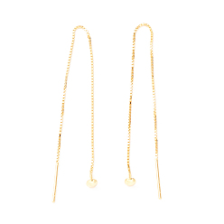 Golden 925 Sterling Silver Ear Thread, Ball Drop Long Chain Tassel Dangle Stud Earrings for Women, Golden, 100mm, Pin: 0.7mm