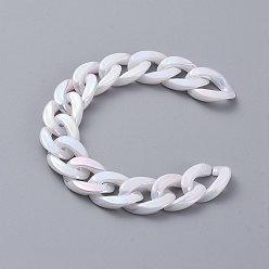 Blanc Chaînes de gourmette en perles d'imitation acryliques faites à la main, chaînes torsadées, blanc, Liens: 18.5x13.5x4.5 mm, environ 39.37 pouces (1 m)/brin