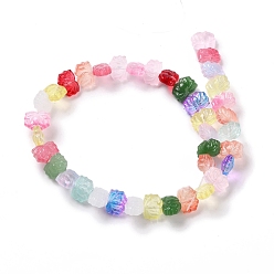 Coloré Chapelets de perles en verre transparentes  , lotus, colorées, 10x14x7mm, Trou: 0.8mm, Environ 38 pcs/chapelet, 14.17 pouce (36 cm)