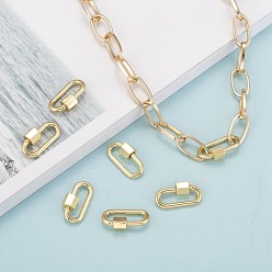 Mixed Color Brass Screw Carabiner Lock Charms, for Necklaces Making, Oval, Mixed Color, 20x11.5x2mm, Screw: 6.5x6.5mm