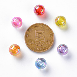 Mixed Color Transparent Acrylic Beads, AB Color Plated, Round, Mixed Color, 8x7mm, Hole: 2mm, about 1745pcs/500g