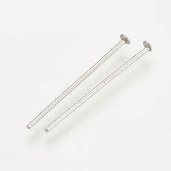 Stainless Steel Color 304 Stainless Steel Flat Head Pins, Stainless Steel Color, 40x0.7mm, head: 1.5mm