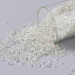 (21) Silver-Lined Transparent Crystal Clear Toho perles de rocaille rondes, perles de rocaille japonais, (21) limpide transparent doublé d'argent, 15/0, 1.5mm, Trou: 0.7mm, environ15000 pcs / 50 g