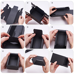 Black Kraft Paper Drawer Box, Folding Box, Drawer Box, Rectangle, Black, 11.2x8.2x4.2cm, 20pcs/set