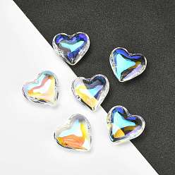 Colorful Glass Pendants, Heart, Colorful, 40~41x42~43x15mm, Hole: 2mm