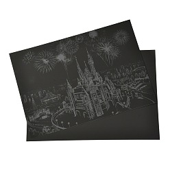 Замок Царапина радуга живопись искусство бумага, diy ночной вид на город, с бумажной карточкой и палочками, образец замка, 40.5x28.4x0.05 см