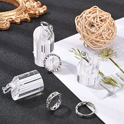 Прозрачный Наборы держатели ювелирные изделия кольца перста органическое стекло кольцо демонстр, колонка, прозрачные, 25x30~50 мм, 3 шт / комплект
