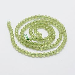 Peridot Natural Peridot Bead Strands, Round, Faceted, 2mm, Hole: 0.5mm, about 197~200pcs/strand, 15.3 inch(39cm)