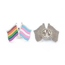 Colorful Alloy Pride Enamel Brooches, Enamel Pin, with Butterfly Clutches, Rainbow Flag, Platinum, Colorful, 20.5x28x10mm