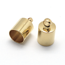 Golden Brass Cord Ends, End Caps, Golden, 10x5mm, Hole: 1mm, Inner Diameter: 4.5mm