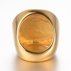 Golden Ion Plating(IP) 304 Stainless Steel Wide Band Rings, with Shell, Round, Size 6~9, Golden, 16~19mm