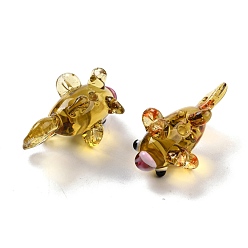 Goldenrod Handmade Lampwork Beads, Goldfish, Goldenrod, 28x15.5x16mm, Hole: 1.7mm