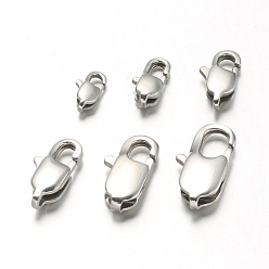 Stainless Steel Color 304 Stainless Steel Lobster Claw Clasps, Stainless Steel Color, 11x5.5x3.5mm, Hole: 1mm