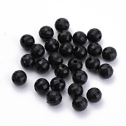 Black Opaque Acrylic Beads, Earth Bead, Black, 8mm, Hole: 1.5mm, about 1700pcs/500g