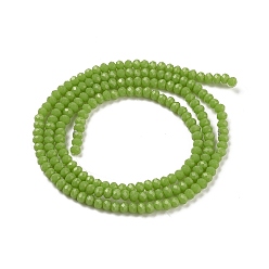 Olive Opaque Solid Color Glass Bead Strands, Imitation Jade, Faceted, Rondelle, Olive, 3x2mm, Hole: 0.8mm, about 185~190pcs/strand, 14.9~17.3 inch(38~44cm)