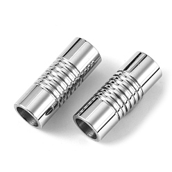 Stainless Steel Color 304 Stainless Steel Magnetic Clasps with Glue-in Ends, Stainless Steel Color, 21x8x8mm, Hole: 6mm