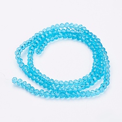 Mixed Color Transparent Glass Beads Strands, Faceted, Rondelle, Mixed Color, 3.5~4x2.5~3mm, Hole: 0.5mm, about 123~127pcs/strand, 12.60 inch~12.99 inch(32~33cm)