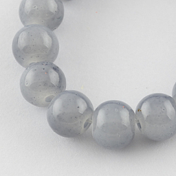 Light Grey Imitation Jade Glass Beads Strands, Spray Painted, Round, Light Grey, 8mm, Hole: 1.3~1.6mm, about 100pcs/strand, 31.4 inch