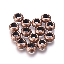 Red Copper Tibetan Style Rondelle European Beads, Large Hole Beads, Cadmium Free & Nickel Free & Lead Free, Red Copper, 5.5x9.5mm, Hole: 5mm, about 840pcs/1000g