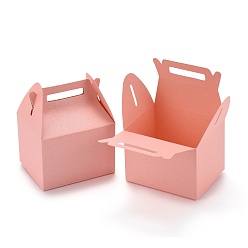 Pink Creative Portable Foldable Paper Gift Box with Handles, Gable Favor Boxes, for Gift Giving & Packaging, Pink, 7.2x5.8x9.2cm