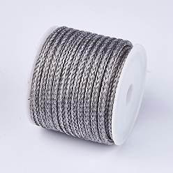 Slate Gray Braided Steel Wire Rope Cord, Slate Gray, 3mm, about 5.46 yards(5m)/roll