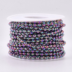 Rainbow Color Ion Plating(IP) 304 Stainless Steel Ball Chains, with Spool, Rainbow Color, 3mm, about 32.8 Feet(10m)/roll