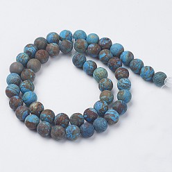 Chrysocolla Natural Chrysocolla Round Bead Strands, Dyed & Heated, Frosted, 4mm, Hole: 1mm, about 96pcs/strand, 15.5 inch(39.5cm)