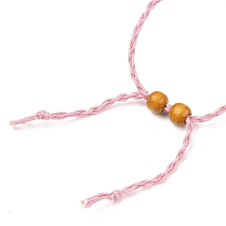 Pink Fabrication de collier de pochette en macramé de cordon ciré tressé réglable, pierre interchangeable, avec des perles en bois  , rose, 30.31~36.22 pouces (770~920 mm)