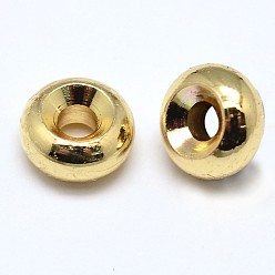 Золотой Рейка латунь плоская круглая проставка, золотые, 6x3 мм, отверстие : 2 мм