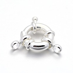 925 Sterling Silver Plated Rack Plating Brass Spring Ring Clasps, 925 Sterling Silver Plated, 13x5mm, Hole: 2mm