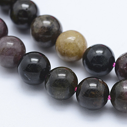 Tourmaline Tourmaline naturelle des perles brins, ronde, 8mm, Trou: 1mm, Environ 49 pcs/chapelet, 16.4 pouce (41.8 cm)