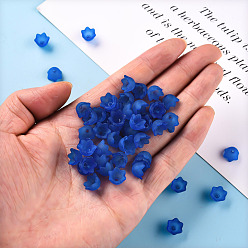 Синий Прозрачные акриловые шарики, Цветок тюльпана, ландыш, матовые, синие, 10x6 мм, отверстие : 1.5 мм, Около 2100 шт / 500 г