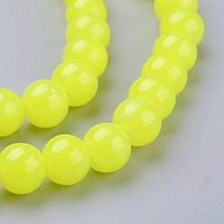 Green Yellow Imitation Jade Glass Beads Strands, Spray Painted, Round, Green Yellow, 8mm, Hole: 1.3~1.6mm, about 100pcs/strand, 31.4 inch