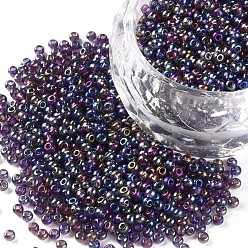 Slate Blue 12/0 Grade A Round Glass Seed Beads, Transparent Colours Rainbow, Slate Blue, 12/0, 2x1.5mm, Hole: 0.9mm, about 30000pcs/bag
