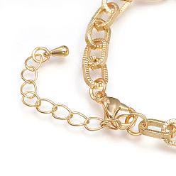 Золотой Латунные кабельные цепи браслеты, с прозрачными фианитами и застежками из лобстера, , долговечный, золотые, 6-1/2 дюйм (16.5 см)