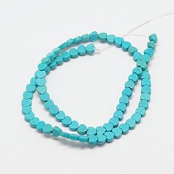 Medium Turquoise Dyed Synthetical Turquoise Heart Bead Strand, Medium Turquoise, 5x6x3mm, Hole: 1mm, about 79pcs/strand, 15.7 inch