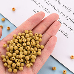 Dark Goldenrod Opaque Acrylic Beads, Round, Dark Goldenrod, 6x5mm, Hole: 1.8mm, about 4400pcs/500g